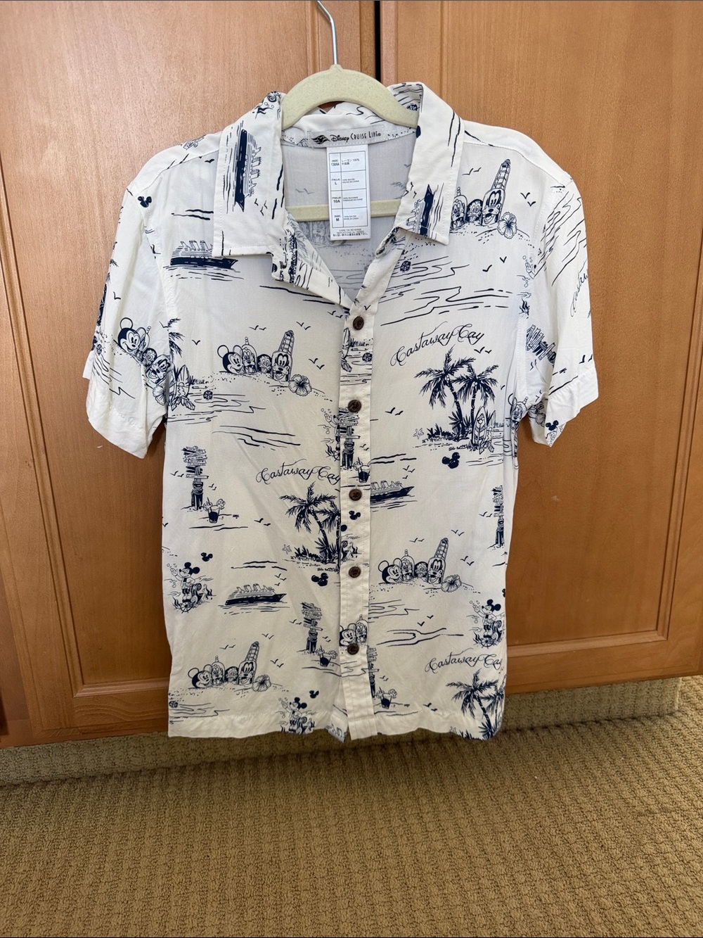 Boys Tropical Print Castaway Cay Disney Cruiseline Button down shirt
